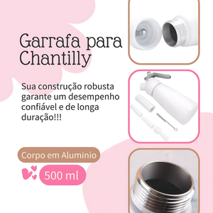 Garrafa Chantilly Com 3 Bicos 500ml - A Gourmet