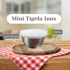 Mini Tigela em Aço Inox Redonda Com Tampa - A Gourmet