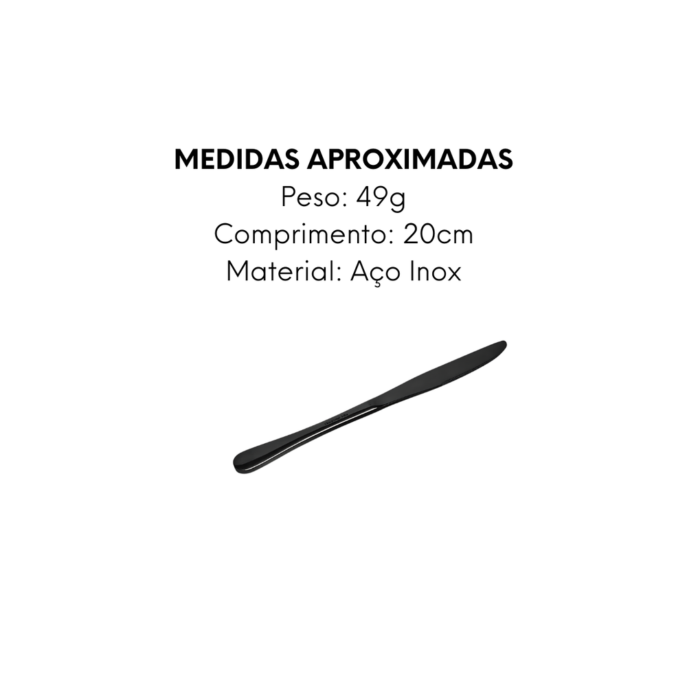 Faca de Sobremesa Elite Preta - A Gourmet