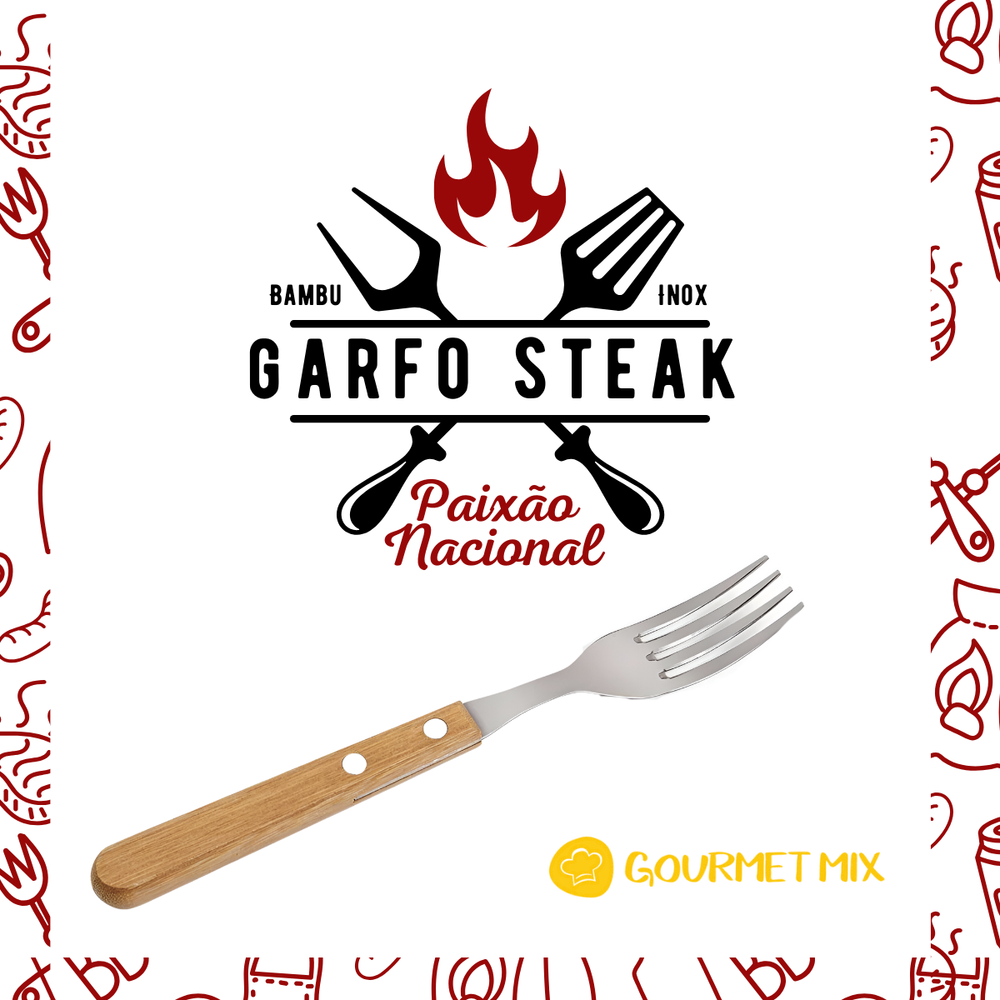 Garfo Steak Paixão Nacional Cabo de Bambu - A Gourmet