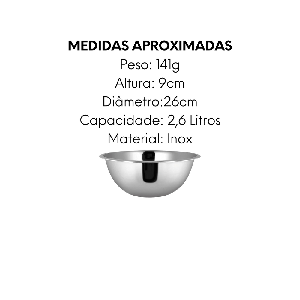 Tigela Bowl Fundo de Aço Inox - A Gourmet