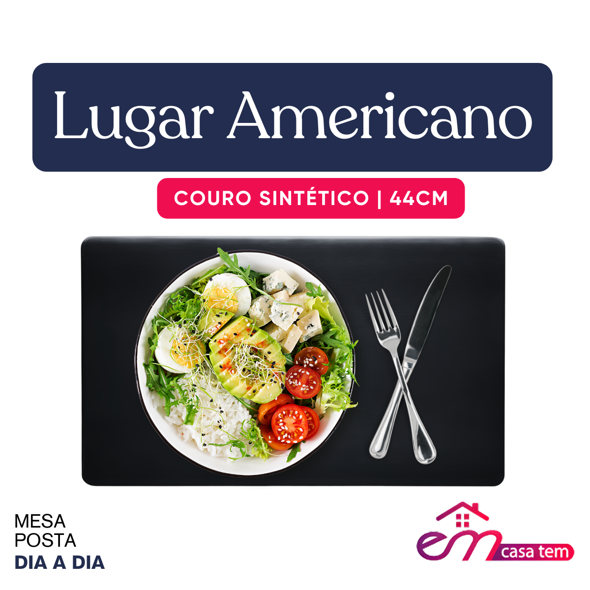 Lugar Americano Preto Couro Sintético - A Gourmet
