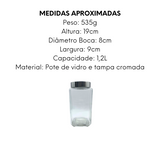 Pote de Vidro Quadrado 1,2L - A Gourmet