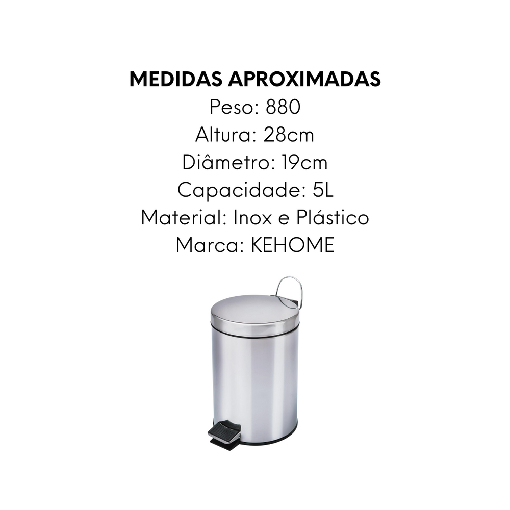 Lixeira Kehome de Aço Inox 5L KeHome