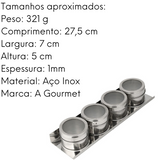 Porta Condimento Magnético 4 Potes KeHome