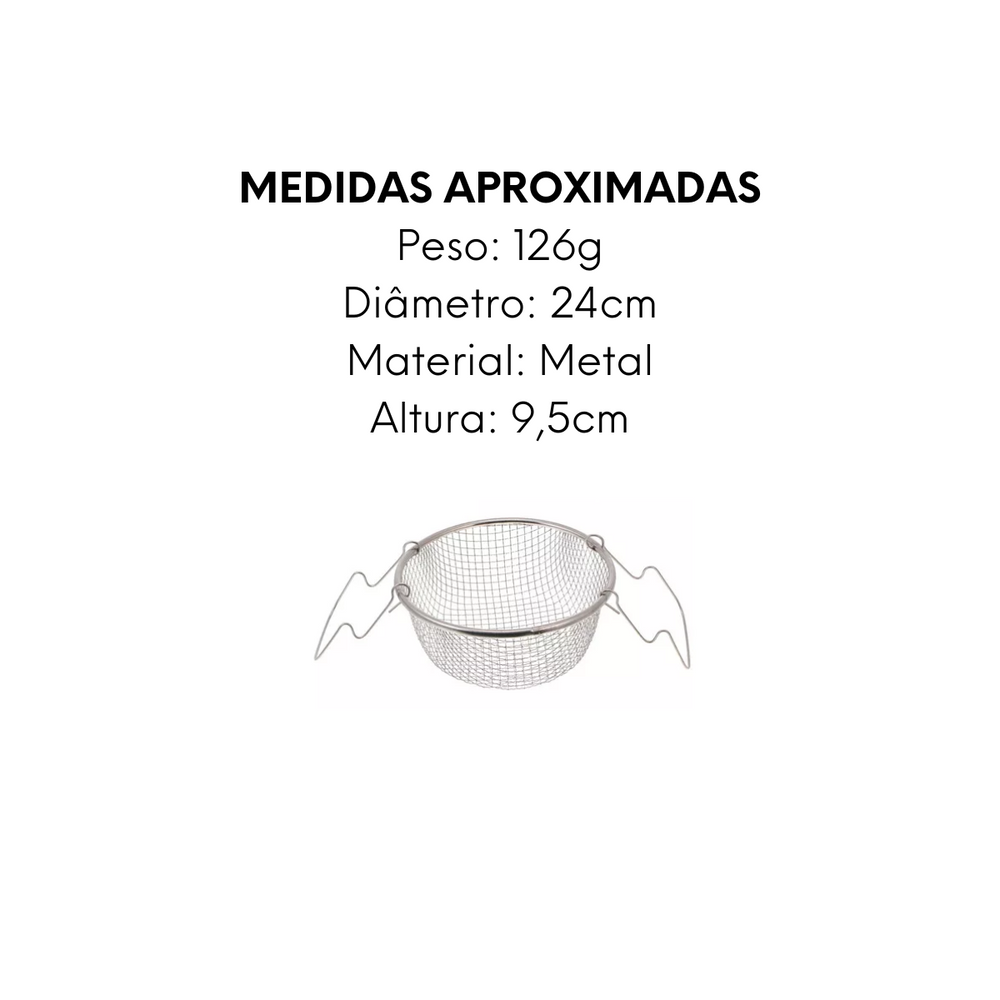 Cesto Para Fritura de Metal 24cm - A Gourmet