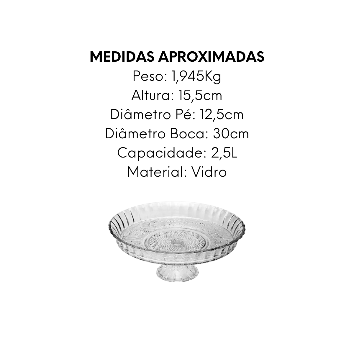 Prato Para Bolo de Vidro Angel - A Gourmet