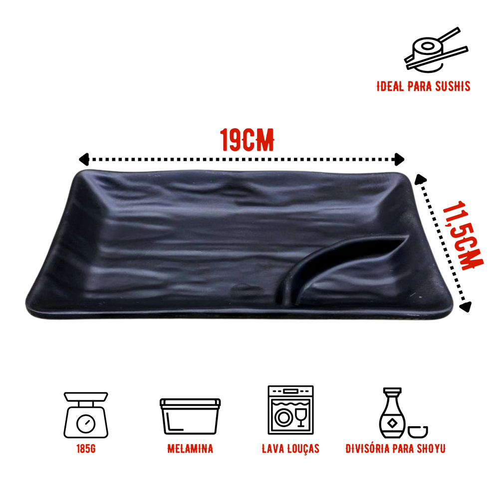 Prato preto porta shoyu Melamina - A Gourmet