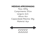 Barra Suporte Preto Até 5 KG - A Gourmet