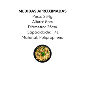 Prato de Polipropileno 25cm Preto - A Gourmet