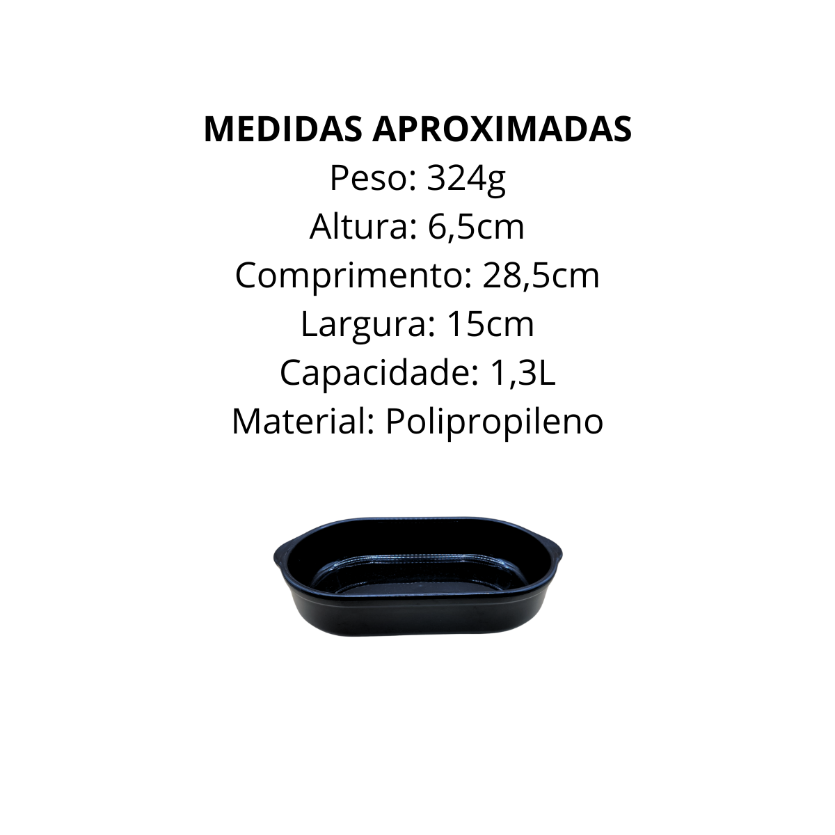 Assadeira Preta de Polipropileno 1,3L - A Gourmet