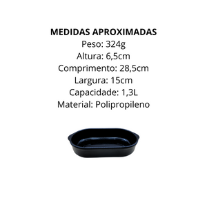 Assadeira Preta de Polipropileno 1,3L - A Gourmet