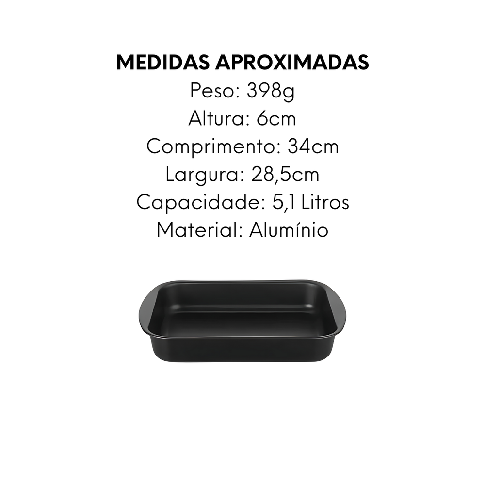 Assadeira Funda N34 de Aluminio - A Gourmet