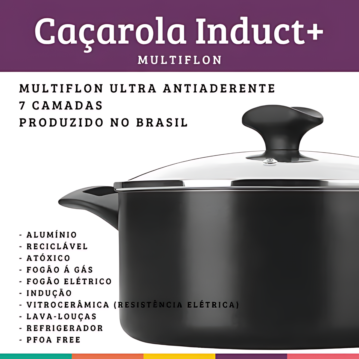Caçarola N20 Induct+ Com Tampa em Vidro - A Gourmet