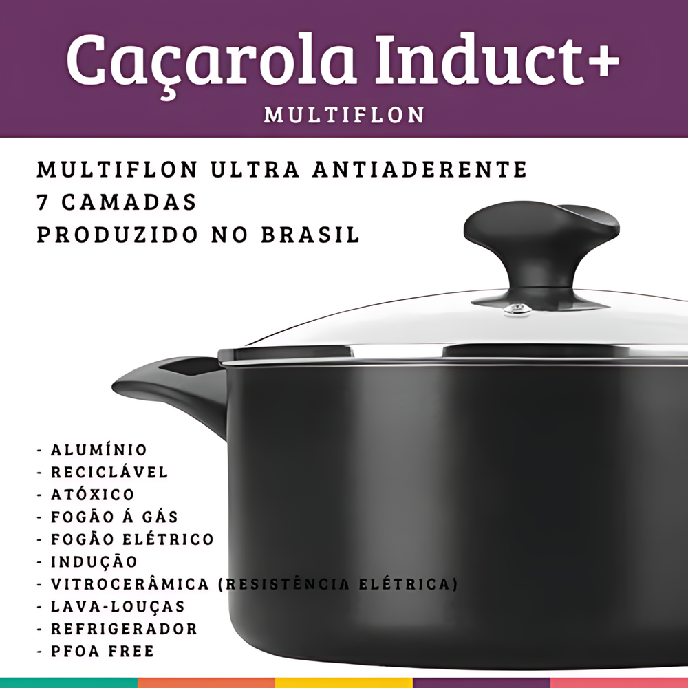 Caçarola N20 Induct+ Com Tampa em Vidro - A Gourmet