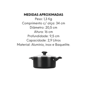 Caçarola N20 Induct+ Com Tampa em Vidro - A Gourmet