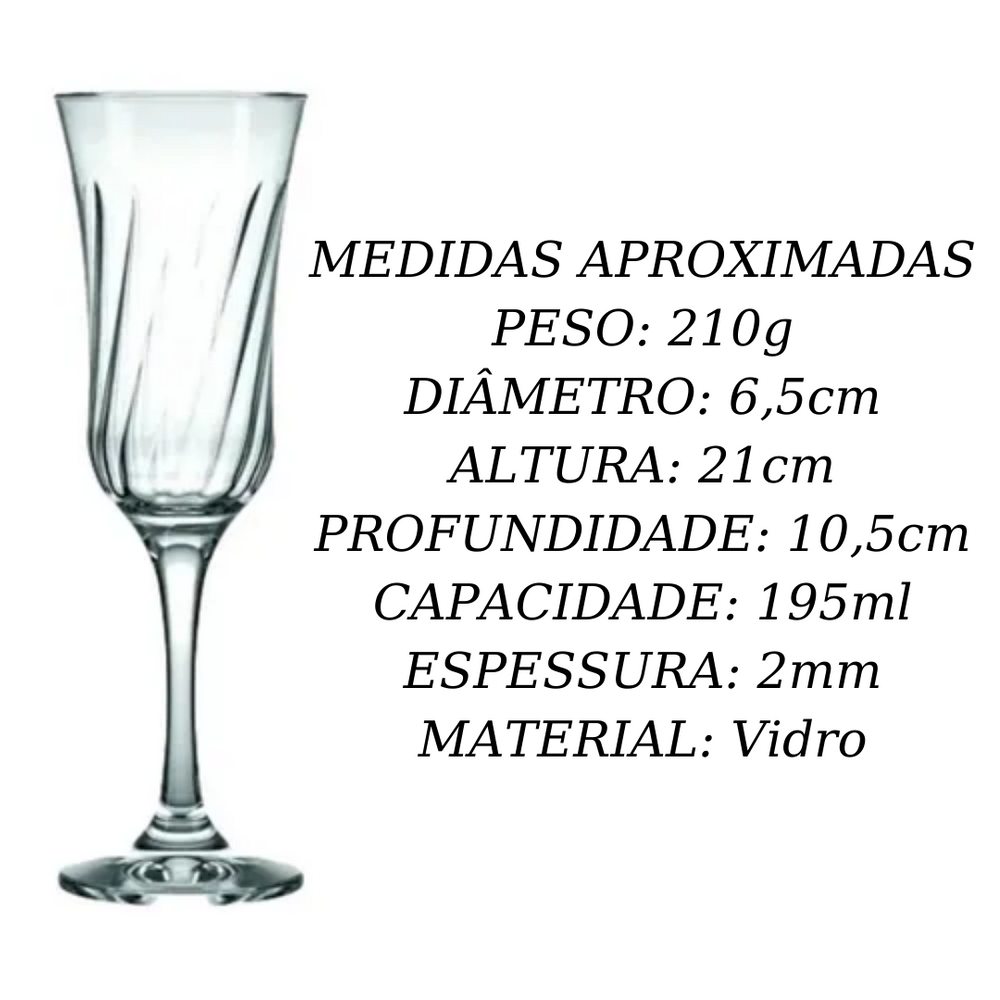 Taça de vidro Champange Lirio 195ml Nadir