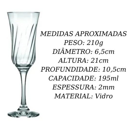 Taça de vidro Champange Lirio 195ml