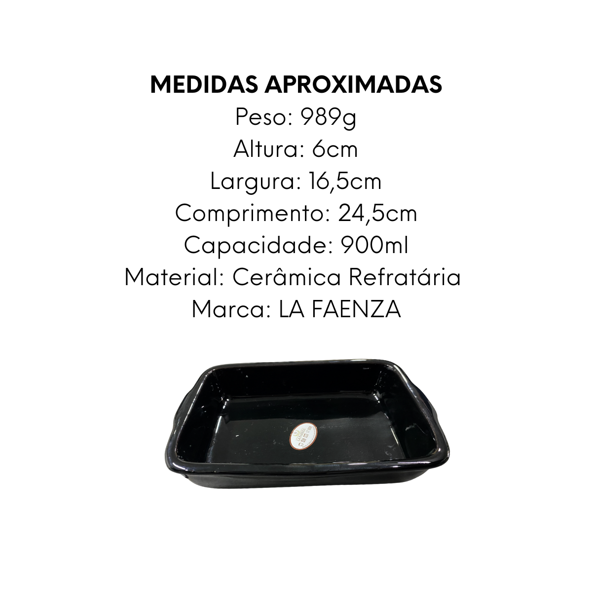 Assadeira Preta N2 Quadrada de Cerâmica - A Gourmet