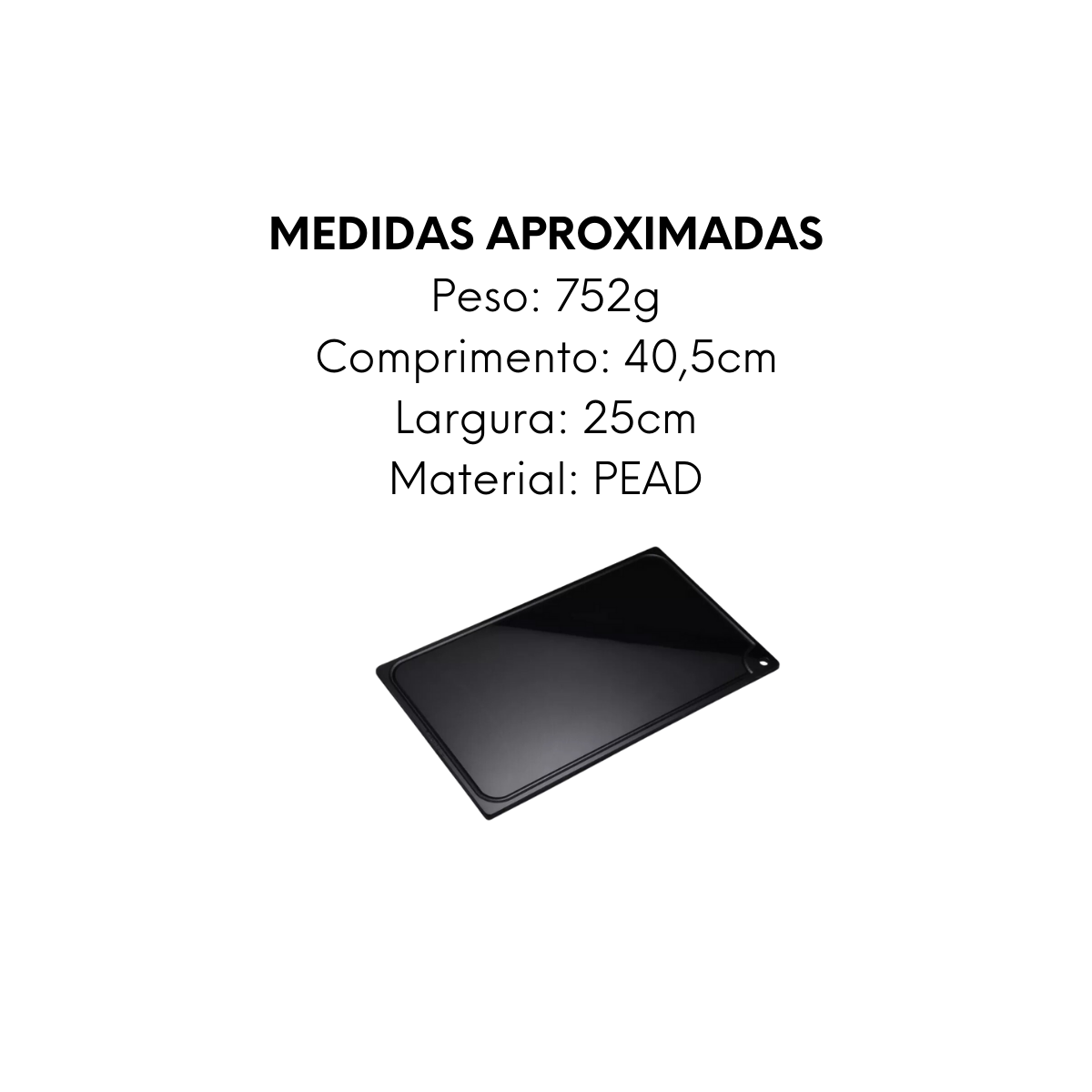 Placa de Corte Preta Para Churrasco 40cm - A Gourmet