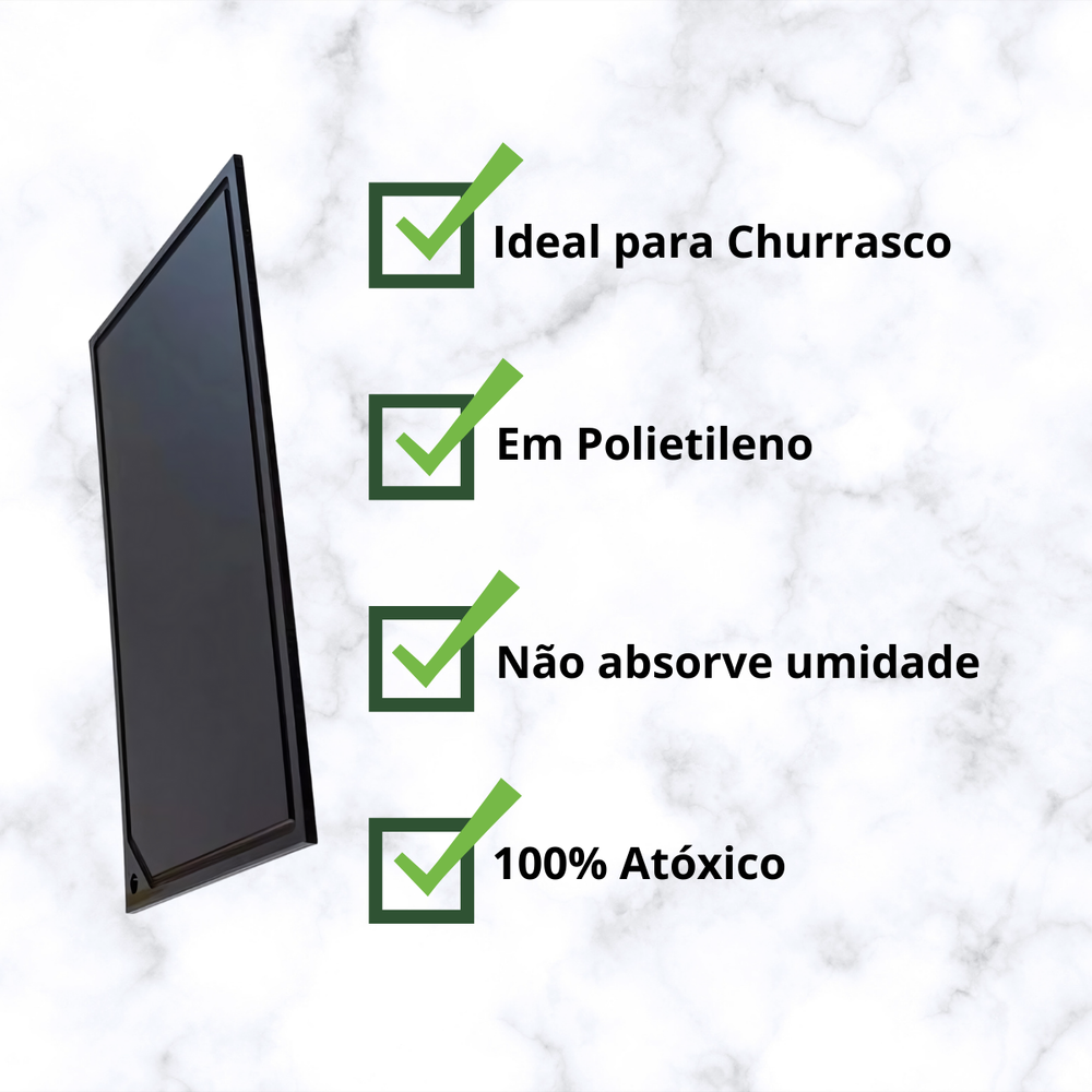 Placa de Corte Preta Para Churrasco 50cm - A Gourmet