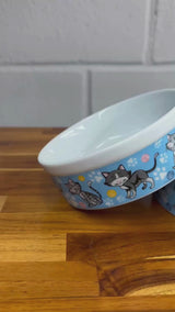 Comedouro Azul Gato de Porcelana 600ml