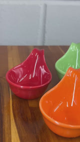 Kit 4 colher porcelana colorida finger-food