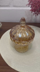 Potiche bomboniere ambar vidro diamond