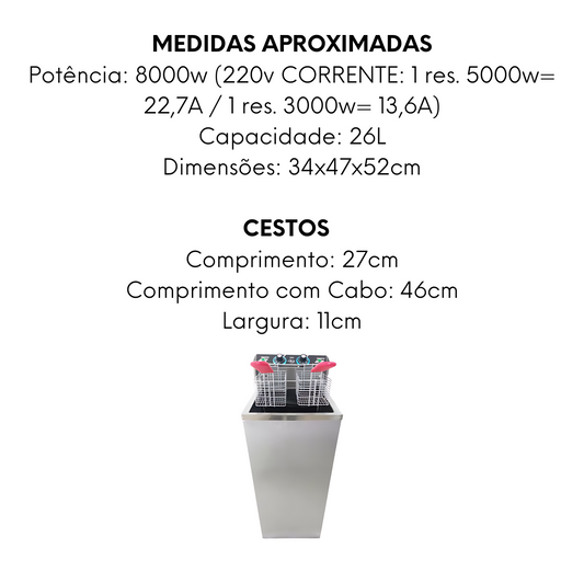 Fritadeira Elétrico Zona Fria 8000W/220V