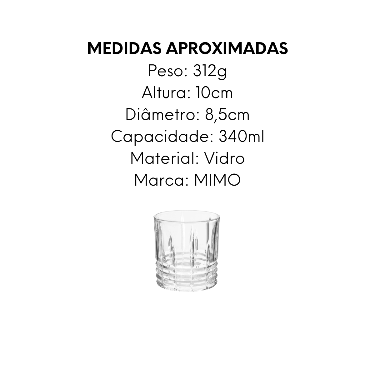 Copo Whisky em Vidro Koper 340ml Mimo Style