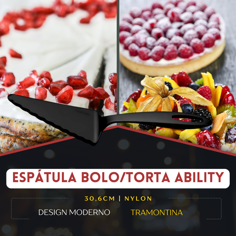 Espátula Bolo Torta Abily Tramontina Preto - A Gourmet