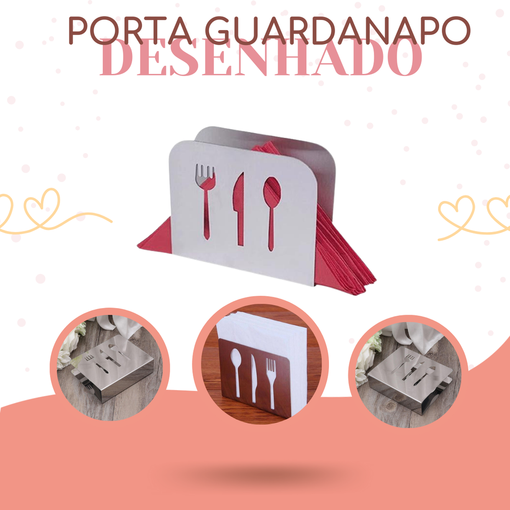 Porta Guardanapo Desenhado em Aço Inox unyhome