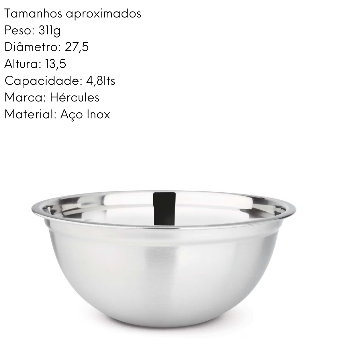 Tigela Bowl em Aço Inox 4,8L Hércules Hercules