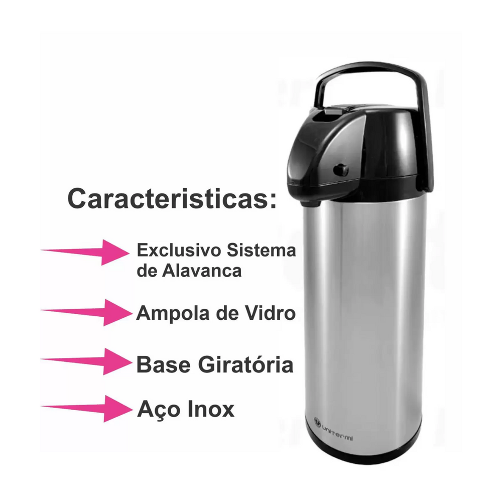 Garrafa Térmica Monaco 2,5L em Aço Inox - A Gourmet