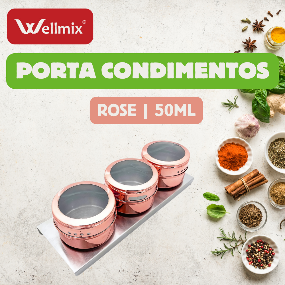 Conjunto Porta Condimento Magnético Rose - A Gourmet