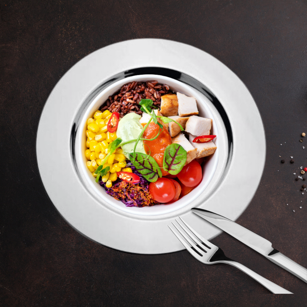 Sousplat de Aço inox 32cm - A Gourmet