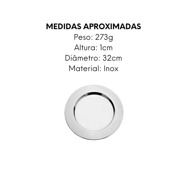 Sousplat de Aço inox 32cm Main Image