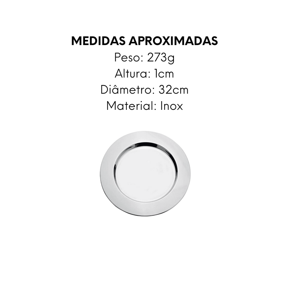Sousplat de Aço inox 32cm - A Gourmet