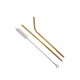 Conjunto 2 Canudo e Escova Inox Dourado - A Gourmet