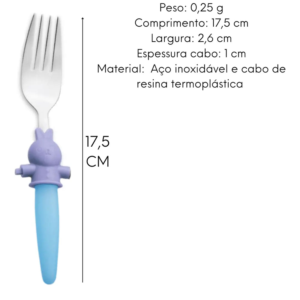 Jogo Talheres Infantil Coloridos Coelho Hercules Criança Hercules