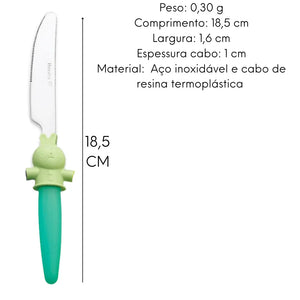 Jogo Talheres Infantil Coloridos Coelho Hercules Criança Hercules