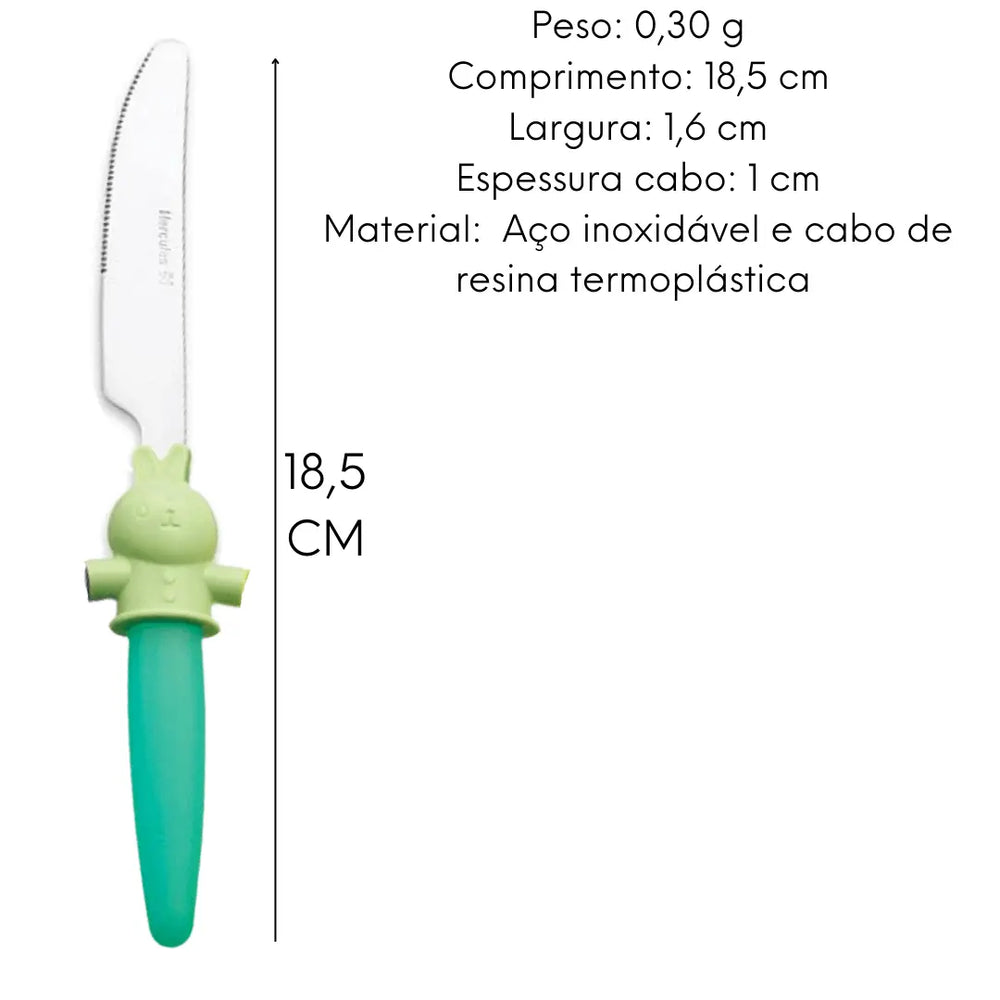 Jogo Talheres Infantil Coloridos Coelho Hercules Criança Hercules