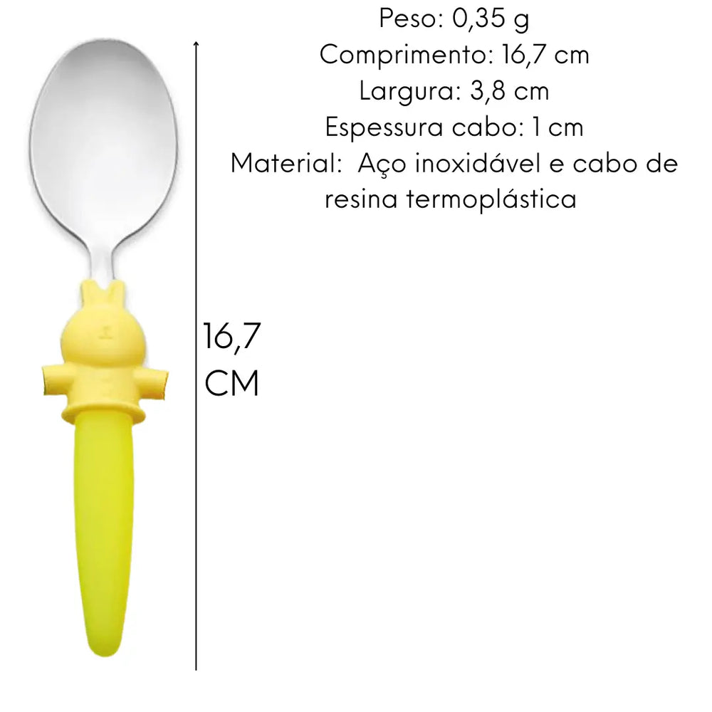Jogo Talheres Infantil Coloridos Coelho Hercules Criança Hercules
