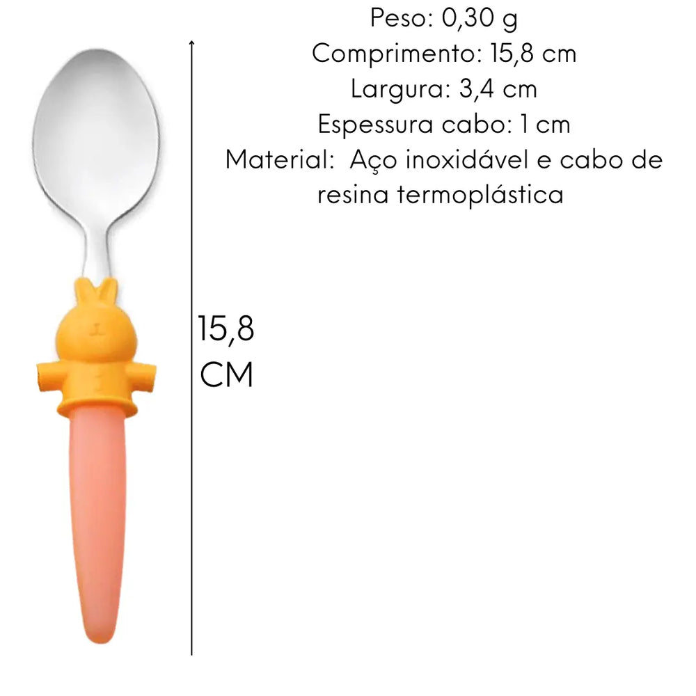 Jogo Talheres Infantil Coloridos Coelho Hercules Criança Hercules