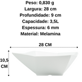 Tigela Bowl Design 28cm Melamina Branco Saladeira