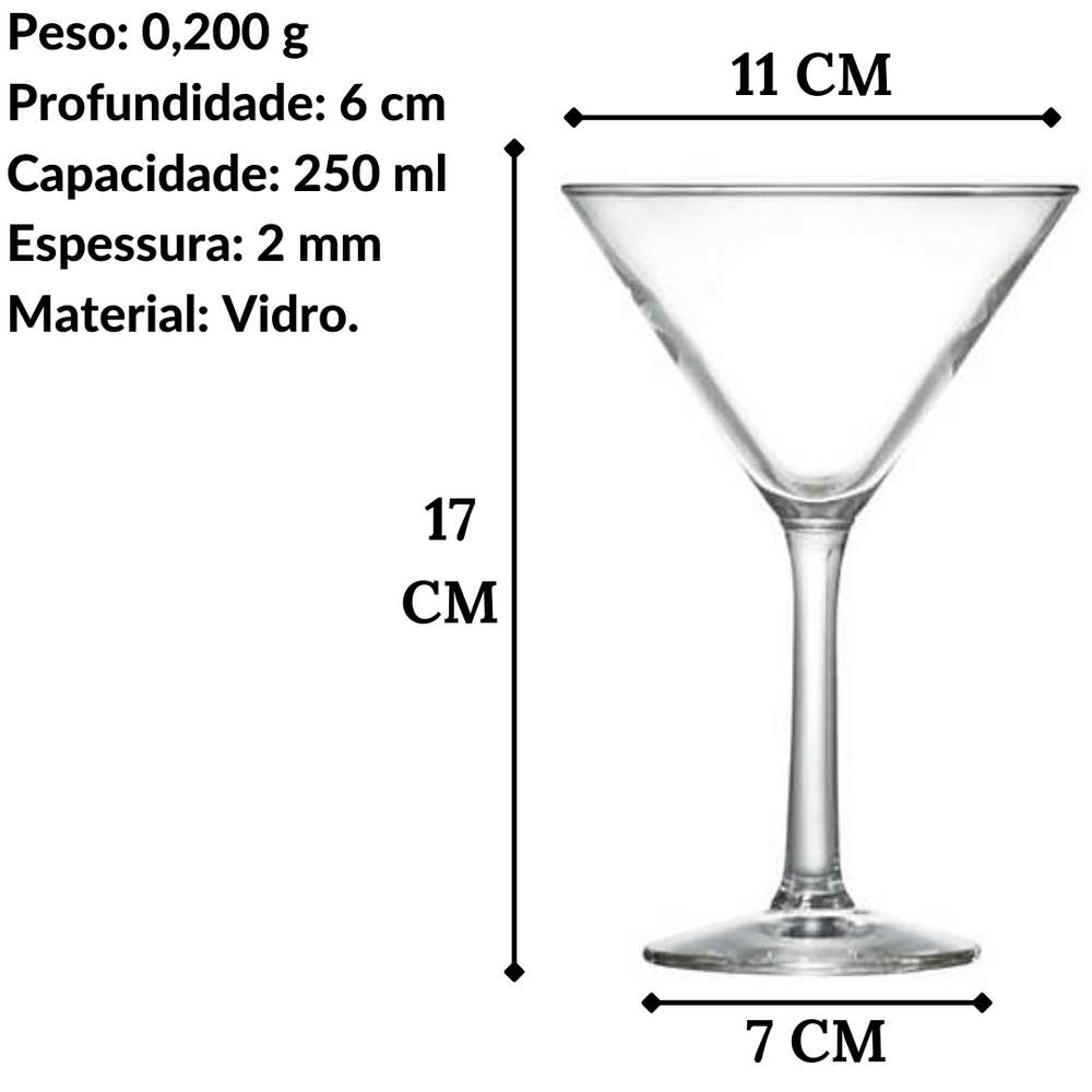 Taça Martini Windsor 250ml de Vidro Drink Nadir
