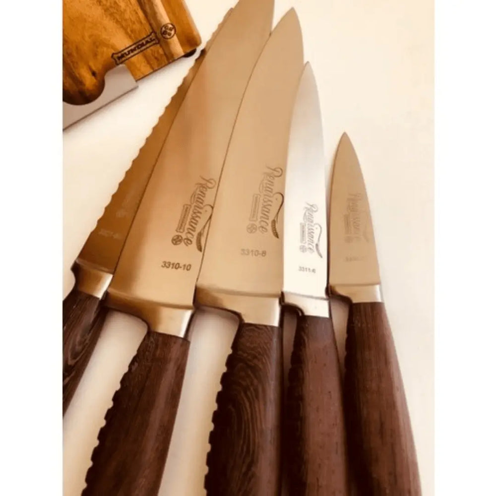 Jogo De Facas C/ Cepo Renaissance Mundial 5 Peças Hercules