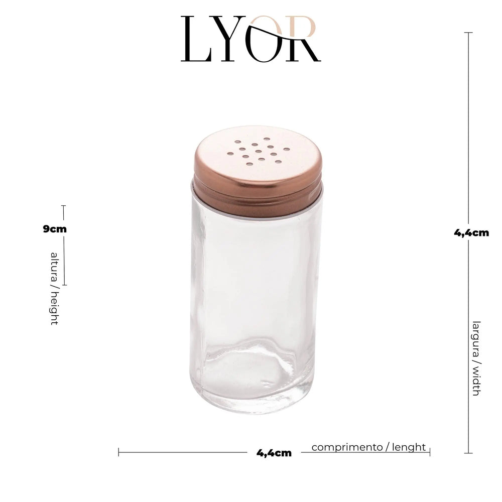 Pote Saleiro 80ml Em Vidro Tampa Sortida C/ Furos Lyor