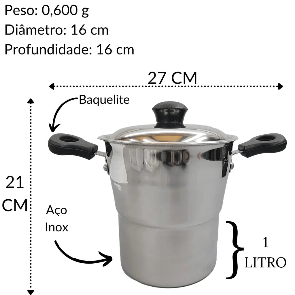 Cuscuzeira Hercules Inox Panela Cuscuz 1L Hercules