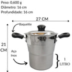 Cuscuzeira Hercules Inox Panela Cuscuz 1L Hercules